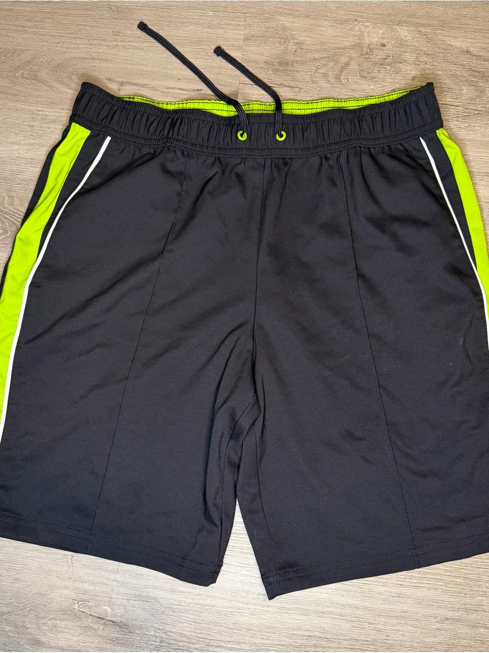 made for life Black Athletic Shorts with Neon Green Accents